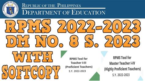 rpms tool 2023 to 2024|FEBRUARY 3, 2023 DM 008, S. 2023 .